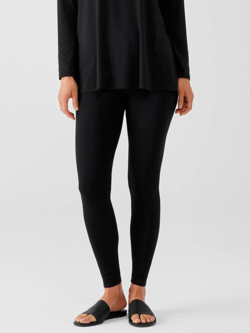 Eileen Fisher Viscose Jersey Ankle Leggings Black - Size S